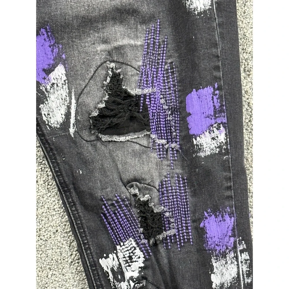 Switch Remarkable Men's Black Distressed Jeans Paint Splatter 40x32